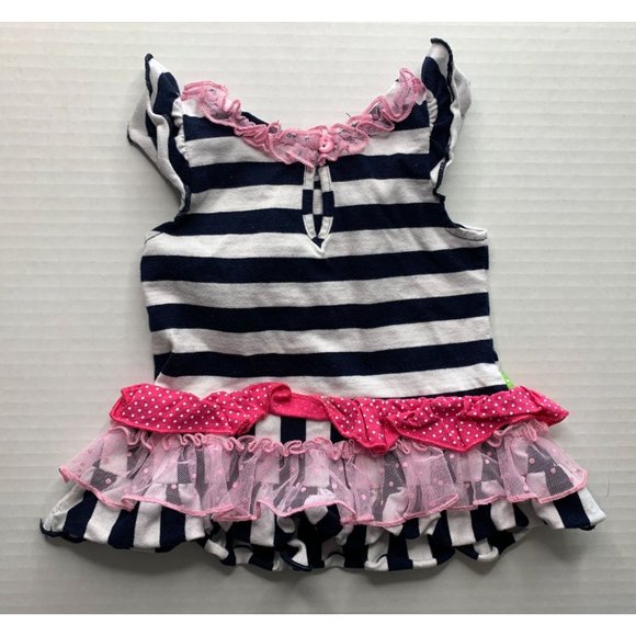 Rare Editions Girls Infant Baby Size 12 Months Dress Striped Floral Tulle Black - Picture 3 of 3